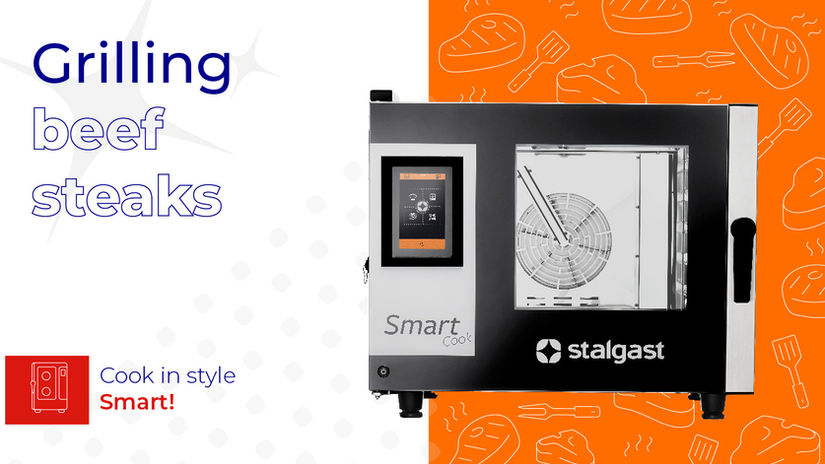 Grilling beef steaks in Stalgast SmartCook